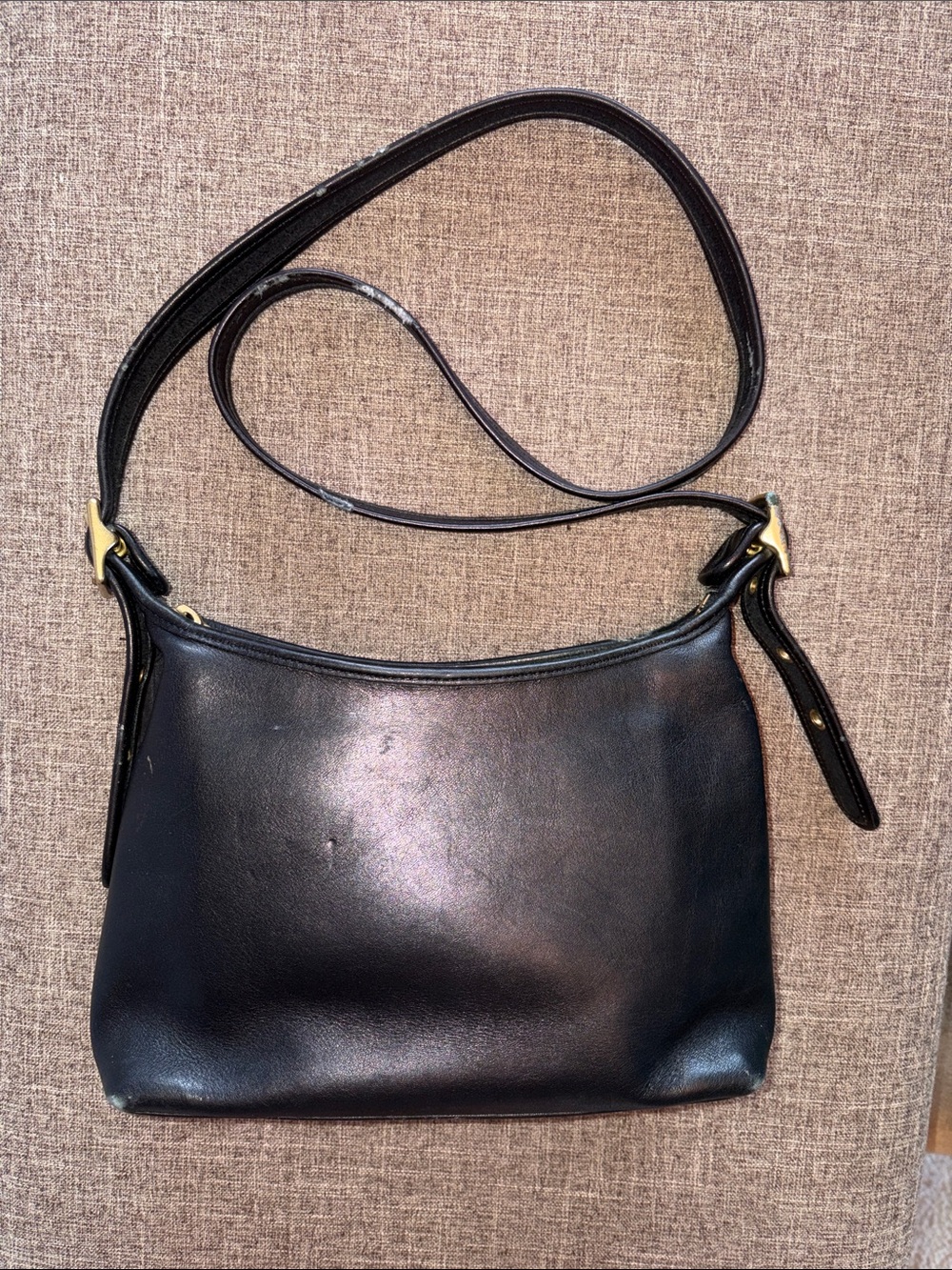Classic Black Leather coach distressed bag